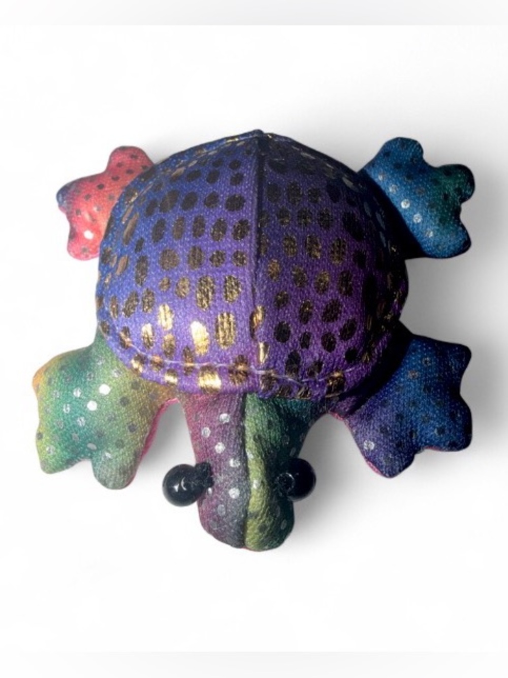 Vintage 90s Rainbow Creatures Sand Filled Turtle Plush Small 2" Weighted